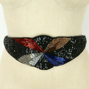 Vintage Beaded Cinch Belt, Fits Waists 29-31 in